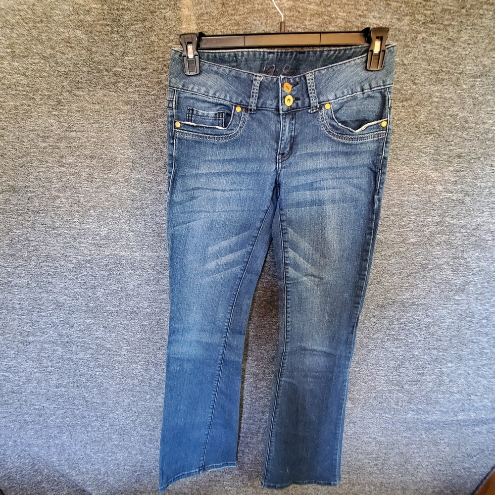 Guess Jeans Womens 28 Blue Bootcut Medium Wash Studded Leather Patch 01400700000